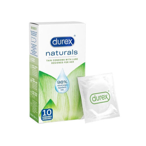 Durex Naturals 10 kpl, ohut kondomi vesipohjaisella liukuvoiteella